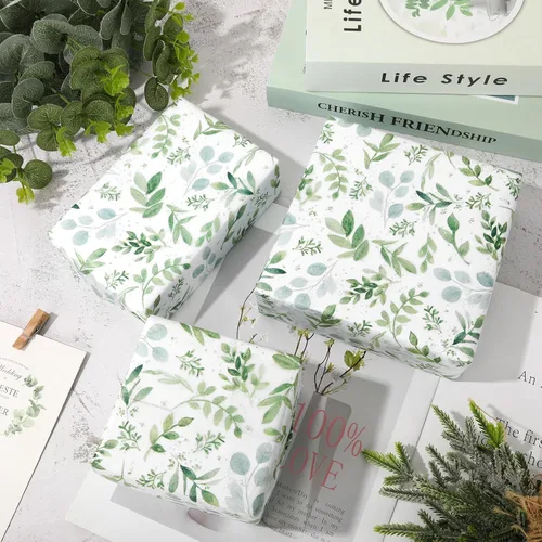 Miniatura 4 de 60 Sheets Greenery Tissue Paper Watercolor Green Leaves Art Tissue Spring Gift Wrapping Paper for Birthday Wedding DIY Crafts Gift Packing, 20 x 14