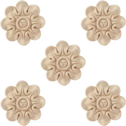 Miniatura 12 de 4 piezas de madera tallada de onlay apliques de madera de rosa tallada para muebles de cama, decoración de gabinete