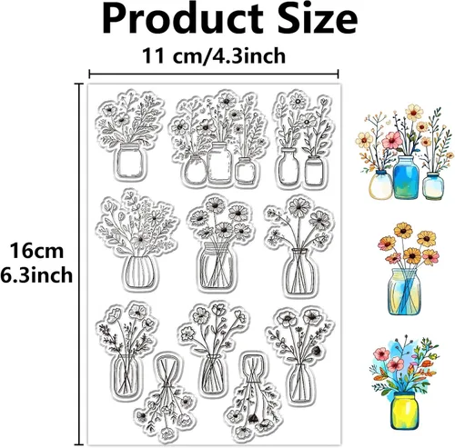Miniatura 2 de CRASPIRE Sellos de goma transparente para plantas en maceta, sello de plantas de primavera, sello transparente para hacer tarjetas, sellado de hojas