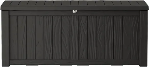 Miniatura 24 de Caja de almacenamiento para exteriores de 35 galones, caja de resina impermeable y con cierre para terraza, grande, contenedor de almacenamiento