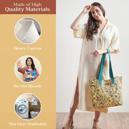 Miniatura 3 de Maison d' Hermine - Bolsa de lona de algodón reutilizable para mujeres, con asa para el hombro, bolsas a granel para compras y viajes
