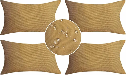 Miniatura 9 de Demetex Fundas de almohada de exterior de 16 x 16 pulgadas, impermeables, fundas de almohada decorativas de lino para sala de estar, balcón, jardín