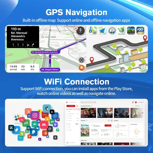 Miniatura 7 de 【4G + 64GB】 Radio estéreo de coche para Ford F150 2009-2014, Android 13 Wireless Carplay y Android Auto con pantalla táctil IPS de 9.7 pulgadas