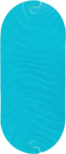 Boon B11192 RIPPLE - Tapete antideslizante para bañera de bebé con gancho para colgar y orificios de drenaje, color azul