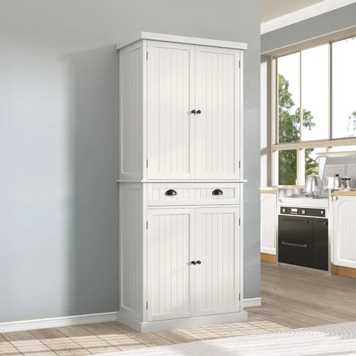 ARTPOWER Armario de almacenamiento de despensa de cocina de 72 pulgadas de alto con cajón y estantes ajustables, armario de despensa para cocina,