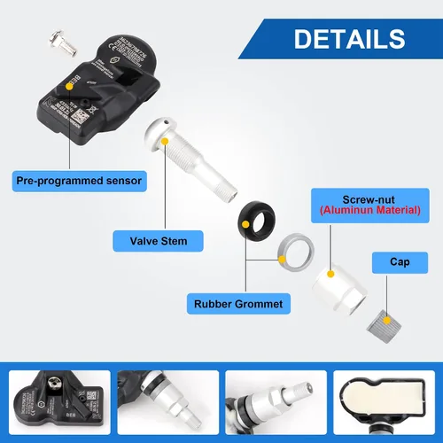 Miniatura 3 de TPMS Sistema de monitoreo de presión de neumáticos de repuesto OE 36236798726 433MHz Sensor de presión de neumáticos preprogramado compatible