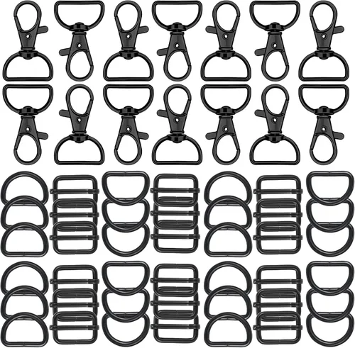 56 anillos en D para bolsa, bolsa, accesorios para hacer bolsas, hebillas y manualidades (negro, 0.98 pulgadas)