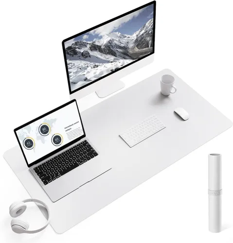 Miniatura 10 de YSAGi Almohadilla de escritorio de piel antideslizante, tapete impermeable para teclado de computadora portátil, protector de mesa y alfombrilla
