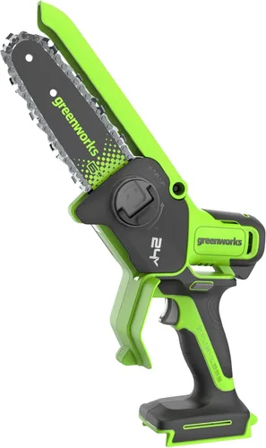 Miniatura 15 de Greenworks Mini motosierra sin escobillas de 24 V y 4 pies (engrasador automático, tensión sin herramientas, ultraligera), batería y cargador