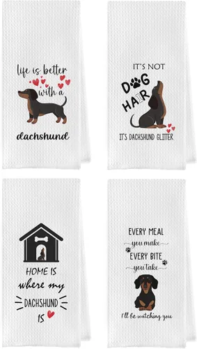 Miniatura 8 de Gettu Golden Retriever Juego de Cocina de Tejido Waffle, Toallas de Mano y de Té (16x24 Pulgadas, Juego de 4)