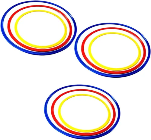 BESPORTBLE Juego de pies 9 anillos de agilidad de fútbol en círculos de entrenamiento amarillo, rojo y azul