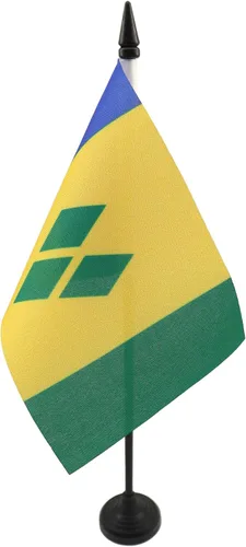 Miniatura 106 de Bandera de mesa de Anguila de 4 x 6 pulgadas, bandera de escritorio británica de Anguila, 5.9 x 3.9 in, palo y base de plástico negro AZ FLAG