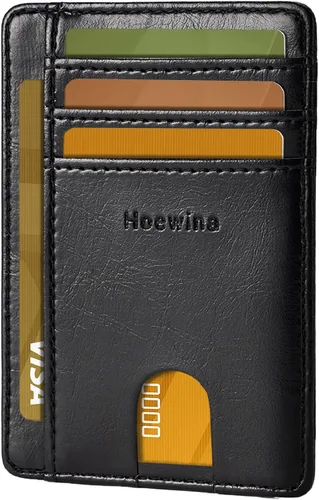 Miniatura 28 de Hoewina Cartera delgada para hombre, bolsillo frontal minimalista con bloqueo RFID, billetera de cuero delgada para tarjetas de viaje, regalos
