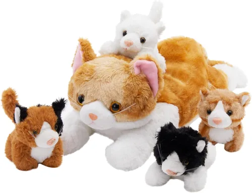Miniatura 10 de WEWILL Conejito de peluche de 18 pulgadas, 5 piezas, juguete de peluche con 4 conejos bebés, regalos para cumpleaños y Pascua, color gris