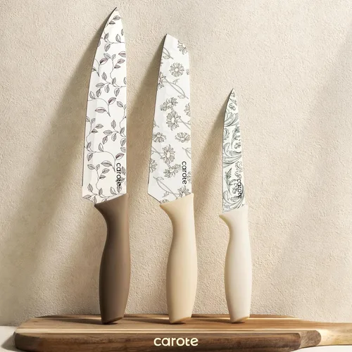 Miniatura 8 de CAROTE Juego de cuchillos de cocina de 12 piezas, con 6 protectores de cuchillas, juego de cuchillos de acero inoxidable con revestimiento
