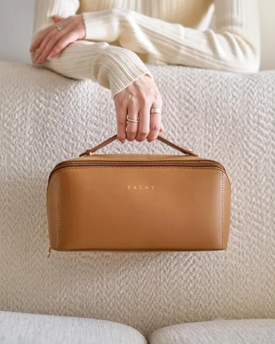 Miniatura 9 de EACHY Bolsa de Maquillaje de Viaje, Bolsas de Cosméticos de Gran Capacidad para Mujeres, Bolsa Portátil Impermeable que se Abre Plana, Bolsa de Aseo