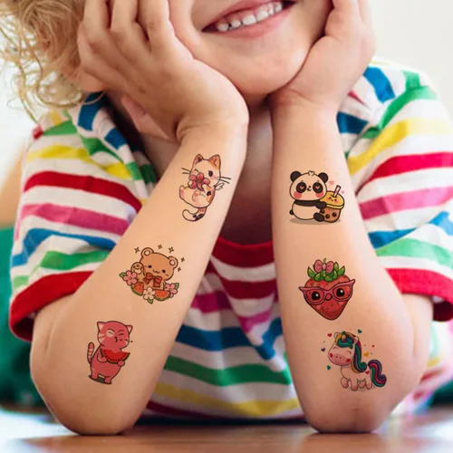 Miniatura 6 de CHARLENT Tatuajes para niños – 148 hojas individuales de estilos mixtos de tatuajes temporales, juego de calcomanías para niñas y niños, suministros