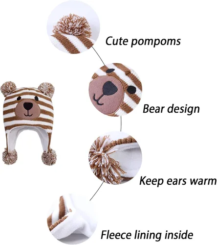 Miniatura 5 de LANGZHEN Gorro de invierno para niños pequeños gorro cálido con forro polar para bebés y niñas