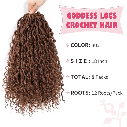 Miniatura 118 de Alicoco Goddess Locs Cabello de Ganchillo 12 Pulgadas 8 Paquetes Rastas Sintéticas de Ganchillo Para Mujeres Rastas Suaves Boho Pre-enrolladas River