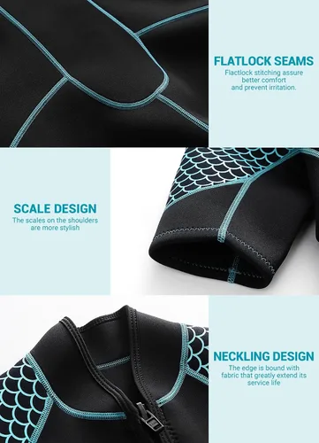 Miniatura 6 de 3mm Shorty Wetsuit for Women - Neoprene Dive Skin Front Back Zip Scuba Diving Suit for Cold Water Snorkeling Surfing Swimming