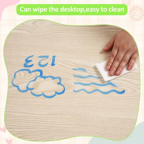 Miniatura 5 de Mesa y sillas para niños, mesa para niños de altura ajustable con juego de 4 sillas, mesas para niños de 2 a 10 años, escritorio de graffiti, mesa