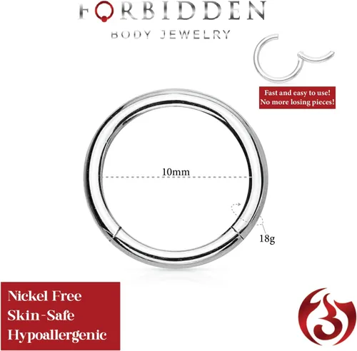 Miniatura 38 de Forbidden Body Jewelry - Piercing para la nariz de acero quirúrgico 316L con bisagra, 14G, 16G, 18G, diámetro de 15/64, 5/16, 25/64, 15/32 pulgadas