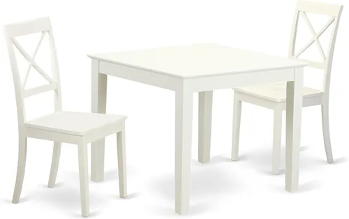 Miniatura 7 de East West Furniture OXBO3-LWH-LC - Juego de mesa de comedor moderno de 3 piezas que contiene una mesa cuadrada de madera y 2 sillas de comedor