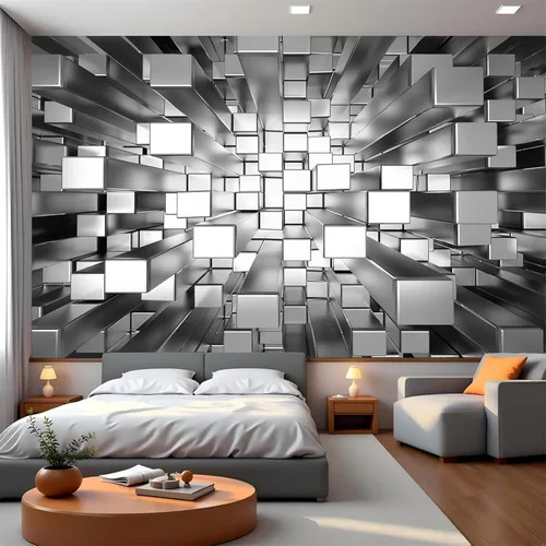 Miniatura 17 de FLFK Papel tapiz autoadhesivo 3D de bloques azules y blancos, murales de pared para despegar y pegar, póster grande para sala de estar, dormitorio