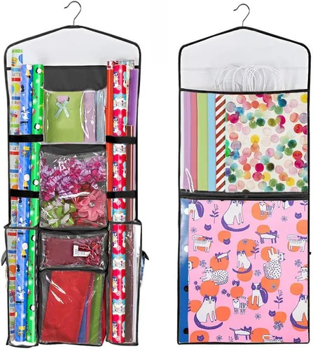 Almacenamiento de papel de regalo para colgar sobre la puerta, organizador de papel de regalo, bolsas de regalo, lazos de cinta y accesorios de 40 x