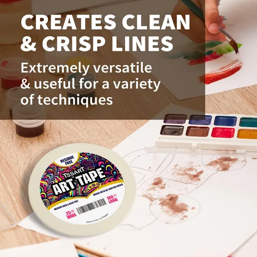 Miniatura 6 de Cinta adhesiva blanca para arte de tacto medio - Cinta adhesiva de artistas para dibujo de arte, pintura de acuarela, enmarcado de lienzo - Libre