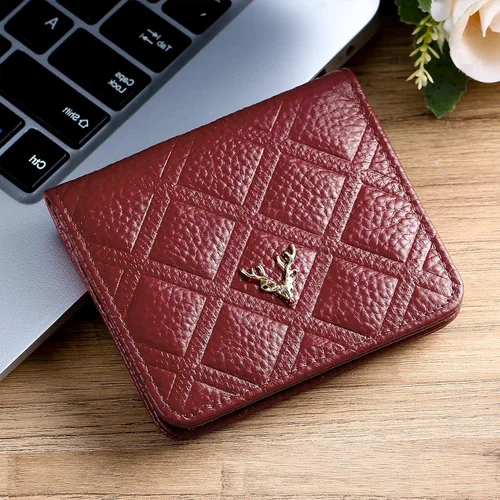 Miniatura 6 de Billetera para mujer, con bloqueo RFID, pequeña, compacta, plegable, de piel auténtica, con bolsillo, mini carteras para mujeres