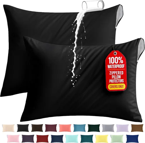 Miniatura 9 de Utopia Bedding Protector de almohada impermeable, con cremallera, paquete de 2, beige, estándar, funda de almohada a prueba de chinches, de 20 x 26