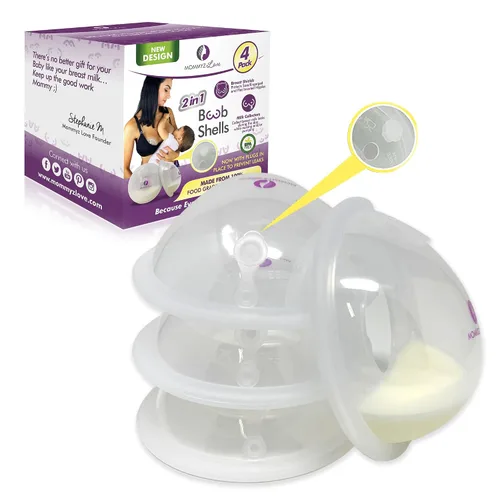 Miniatura 10 de Mommyz Love Protectores de pezones y recolector de leche para lactancia materna, nuevo modelo con tapones – Recolector de leche materna para aliviar