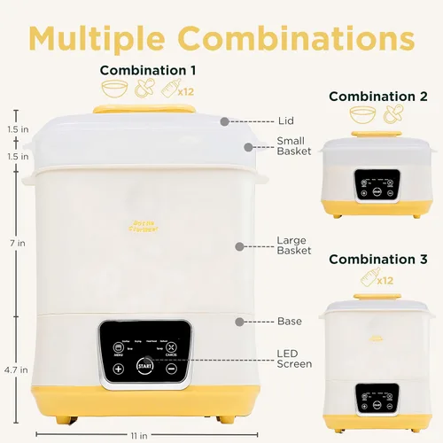 Miniatura 4 de Esterilizador y secadora eléctrica de biberones 6 en 1, uso como calentador de biberones, descongelar, calentar alimentos y máquina desinfectante