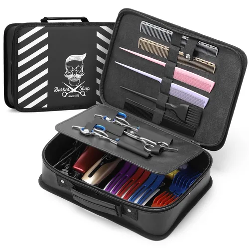 Miniatura 9 de Segbeauty Bolsa de herramientas de peluquería, estuche de transporte de maquillaje de viaje de piel sintética, kit de aseo de corte para peluquería