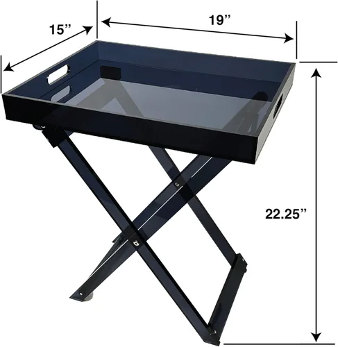 Miniatura 2 de Designstyles Mesa plegable de acrílico - Escritorio moderno y elegante - Mesa de servicio de cocina y bar - Elegante diseño transparente (ahumado)