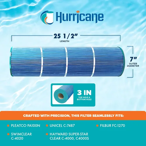 Miniatura 3 de Hurricane Filtros - Paquete de 4 cartuchos de filtro aséptico HF7487-04M Elite para piscina – Repuesto para PA100N, Unicel C-7487, Filbur FC-1270