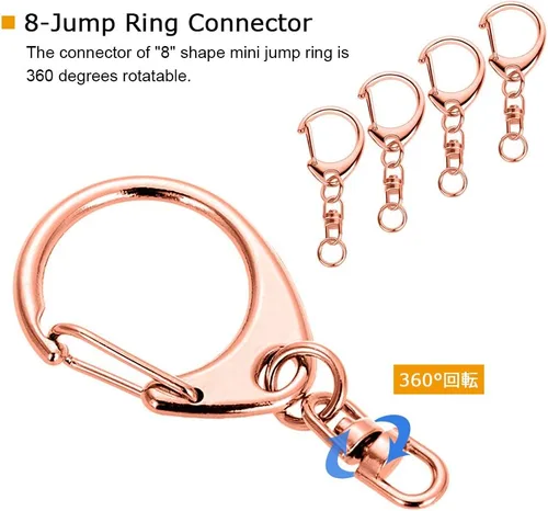 Miniatura 4 de 50 piezas Roctee - Gancho giratorio para cordón con llaveros, ganchos de metal para llavero de cordón, para manualidades, cierre de langosta