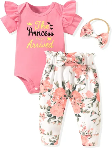 Miniatura 68 de fioukiay Conjunto de ropa de verano para bebés y niñas recién nacidas prematuros, mameluco, pantalones, diadema, conjunto de ropa para el verano