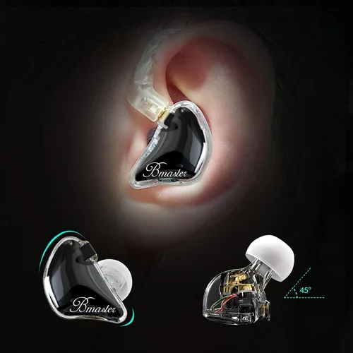 Miniatura 2 de BASN Bmaster - Auriculares triples con dos cables desmontables aptos para ingeniero de audio, músico (negro)