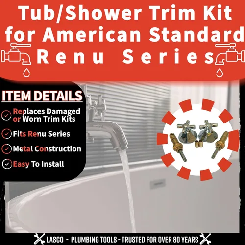 Miniatura 3 de LASCO 01-9403 American Standard Renu Series - Kit de molduras para bañera o ducha con mangos de vástagos, bridas y pezones, cromado