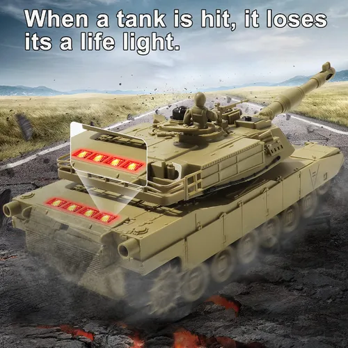 Miniatura 7 de Tanque de Juguete Militar RC, Tanque del Ejército M1A2 Abrams de EE.UU. con Control Remoto con Batalla IR, Vehículos Militares RC de 2.4Ghz