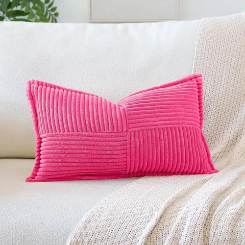 Miniatura 23 de OTOSTAR Fundas de almohada de pana a rayas con empalme, fundas de almohada bohemias súper suaves laterales decorativas con textura para sofá, cama
