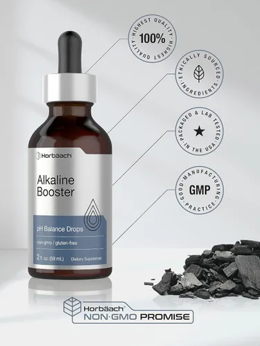 Miniatura 6 de Horbaach - Gotas de agua alcalinas 2 onzas líquidas Suplemento de equilibrio de pH Refuerzo con minerales Sin OMG y sin gluten