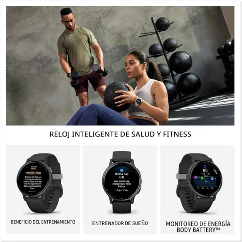 Miniatura 4 de Garmin vívoactive 5, reloj inteligente GPS de salud y fitness, pantalla AMOLED, hasta 11 días de batería (renovado) (negro)