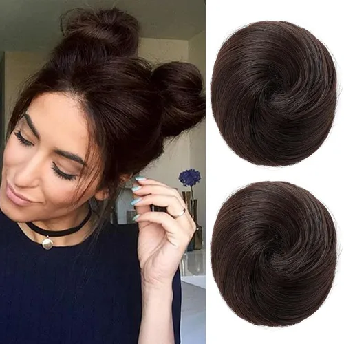 Miniatura 11 de REECHO Piezas de cabello Space Bun, 2 extensiones de moño mini con clip de pinza en extensiones de moño falsas de orejas de gato y desordenadas