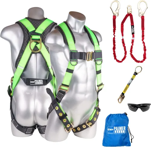 Miniatura 22 de Palmer Safety Kit de arnés de seguridad para protección contra caídas I Arnés de construcción + varios cordones + extensor de anillo en D