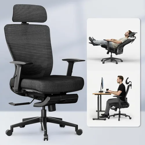 Miniatura 9 de FLEXISPOT OC3 Cloud - Silla de oficina ergonómica con respaldo alto de malla, giratoria, silla de escritorio de oficina ejecutiva con soporte lumbar