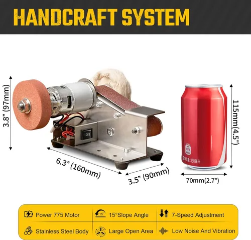 Miniatura 2 de Mini lijadora de banda 3 en 1 – Afilador de cuchillos de 15 grados, amoladora eléctrica de banco, máquina de lijado, pulidora amortiguadora de 7