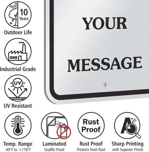 Miniatura 6 de SmartSign 18 x 12 pulgadas "Añade tu propio mensaje, elige color" Cartel de metal personalizado, aluminio de 63 mil, material reflectante laminado